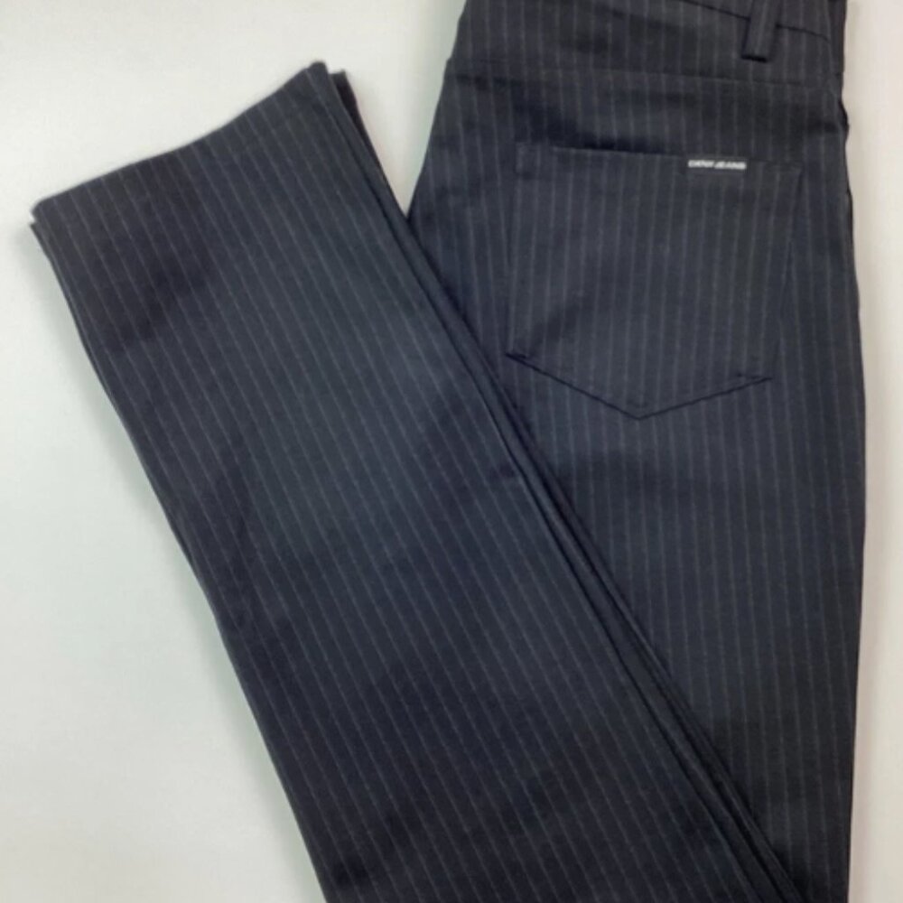 NWT-DKNY Jeans Ladies' Straight Leg Ponte Pants w/Back Pocket, Black Stripe, Med